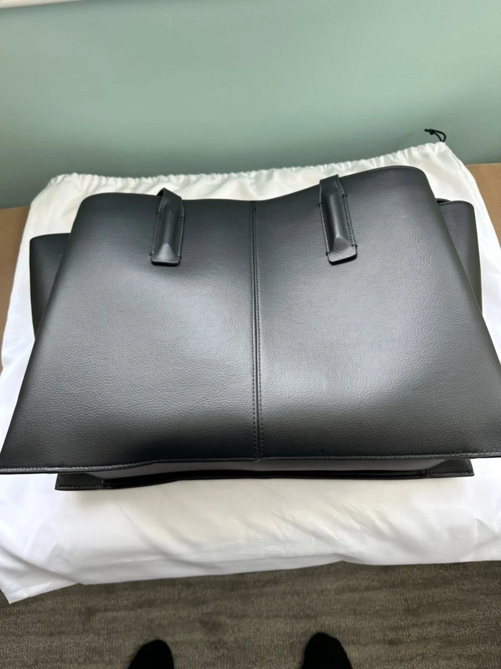 Freja New York Black Leather Tote Bag with dust bag - Picture 4 of 13